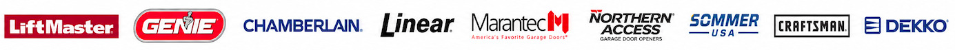Opener makes we service: LiftMaster, Genie, Chamberlain, Linear, Marantec, Northern Access, Sommer, Craftsman and Dekko